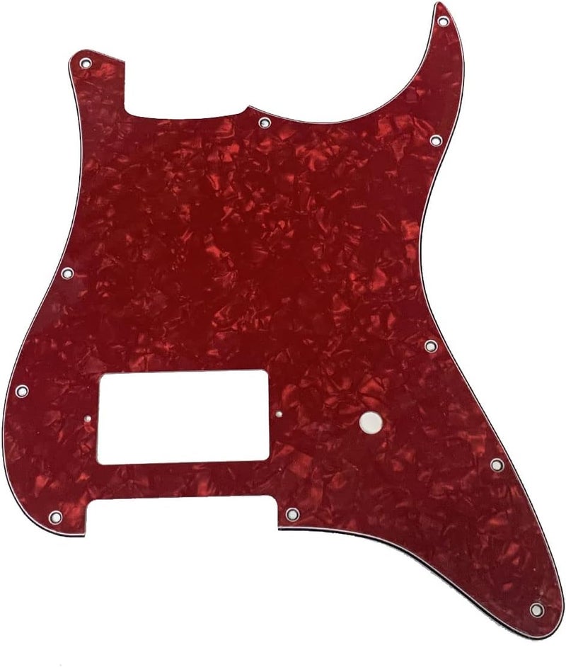 KAISH 11 Hole ST/Strat Style One Humbucker Guitar Pickguard Scratch Plate for Delonge Stratocaster/Strat Red Pearl - Image 1