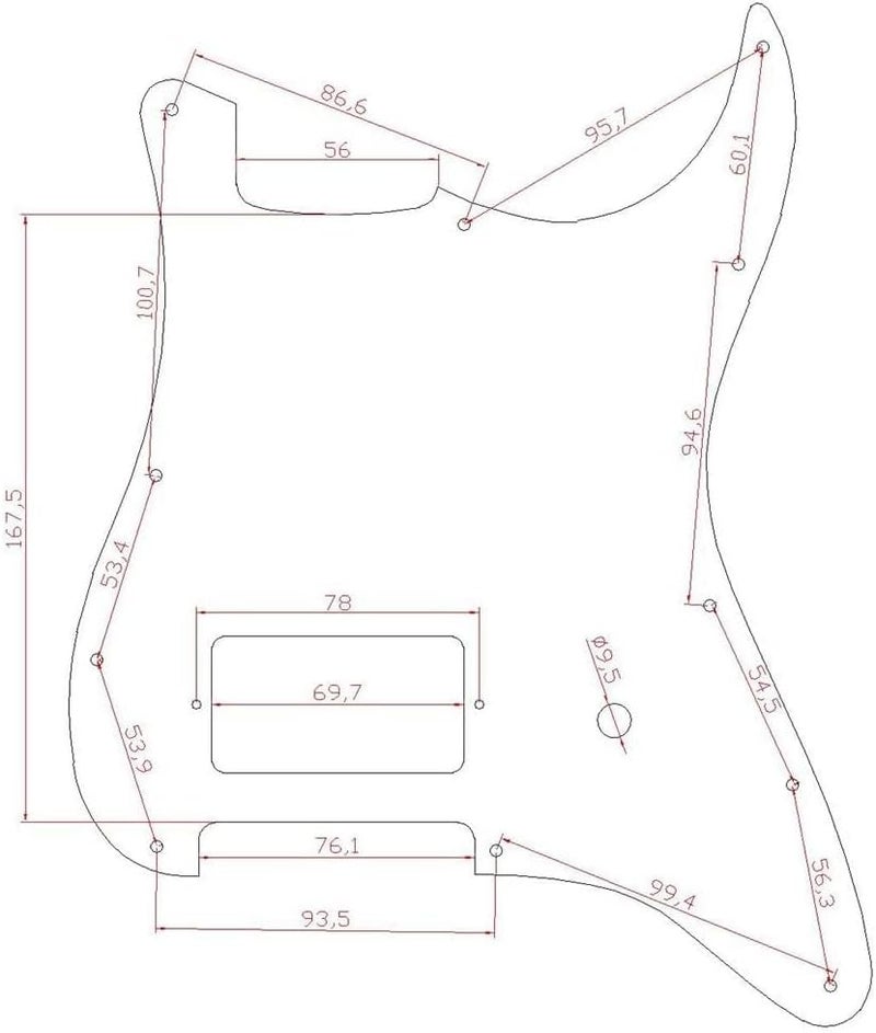 KAISH 11 Hole ST/Strat Style One Humbucker Guitar Pickguard Scratch Plate for Delonge Stratocaster/Strat Red Pearl - Image 2