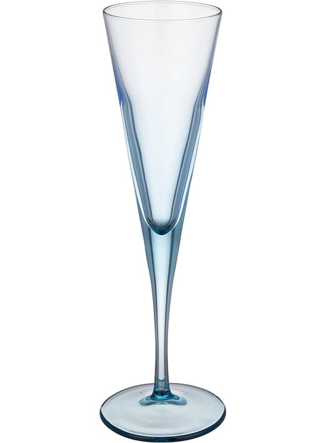 Pasabahce - V-Line Champagne Flute Glass Set 6 Pieces - Blue - 150ml Clear - Image 2