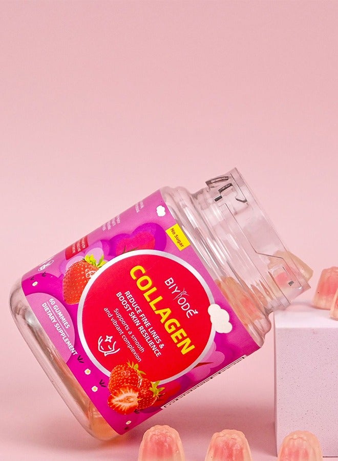 بيودي علكات الكولاجين، كولاجين تم اختباره سريريًا لتعزيز مرونة البشرة وتقليل التجاعيد، مكمل غذائي للبالغين، نكهة الفراولة، 60 علكة - Image 2
