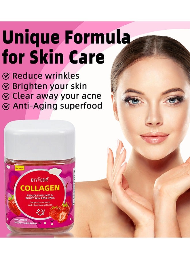بيودي علكات الكولاجين، كولاجين تم اختباره سريريًا لتعزيز مرونة البشرة وتقليل التجاعيد، مكمل غذائي للبالغين، نكهة الفراولة، 60 علكة - Image 3