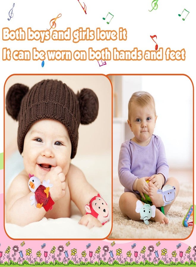 Jerify 4 Pieces Baby Wrist Rattles Animal Pattern Newborn Foot Rattles Toy for 0-12 Months Babies Boy Girl Infant Birthday Gifts Educational Toys, 4 Designs (Sheep, Dog, Chick, Monkey) - Image 5