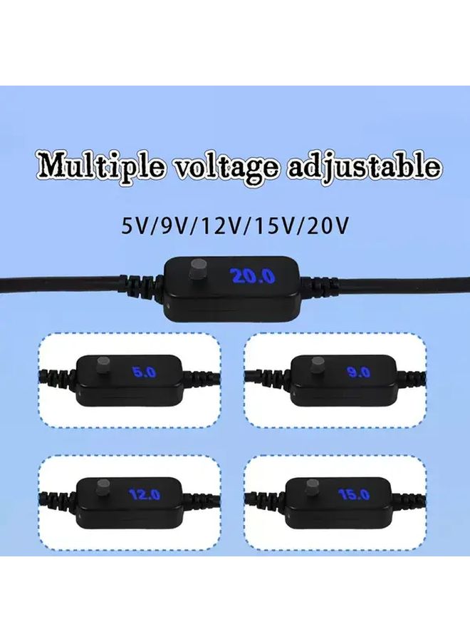 B Style USB C Car Charger Adjustable 5V 9V 12V 15V 20V Voltage Compact Power Converter Cable - Image 3