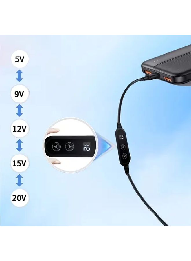 B Style USB C Car Charger Adjustable 5V 9V 12V 15V 20V Voltage Compact Power Converter Cable - Image 4