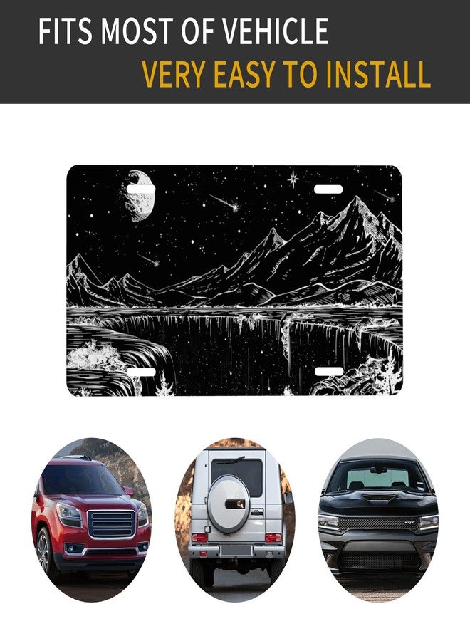 CTVSLFU Front License Plate Cover - Aluminum Metal Car Accessory, Rust-Proof Novelty Vanity Tag Decor for Men & Women, 6x12 with 4 Holes - Starry Sky Mountain 010 - Image 4