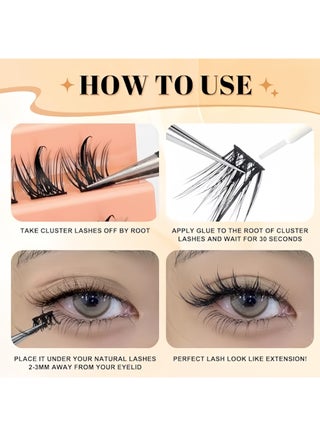 110 Pcs, Lash Clusters and Eyelash Clusters, Soft Mink Fluffy Lashes with D Curl for DIY Eyelash Extensions, Mixed Length Reusable False Eyelashes for a Natural to Glam Look, Black (10-12mm & 14-16mm) - view 5