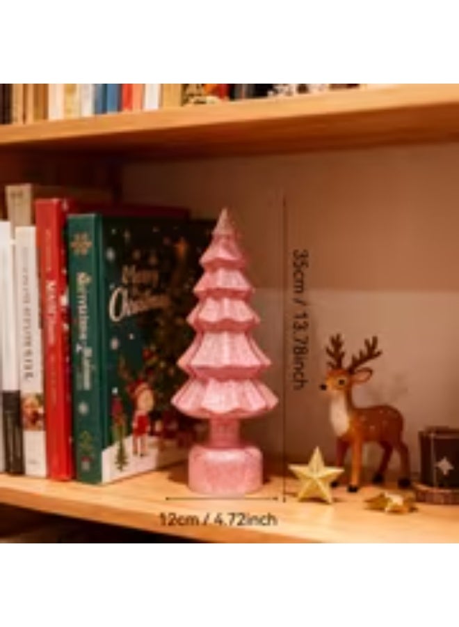 إيروريكس مصباح ديكوري على شكل شجرة كريسماس من الكريستال الوردي بإضاءة صفراء دافئة – يعمل بالبطارية - Image 5