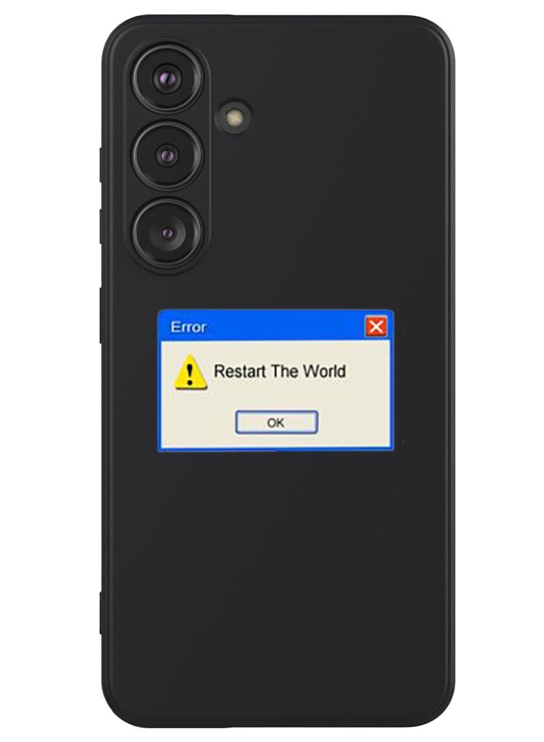 Theodor Protective Slim Fit Case Liquid Silicone Cover with Full Body Protection Anti-Scratch Shockproof Case For Samsung Galaxy S24 (Black) - Restart the world - Image 1