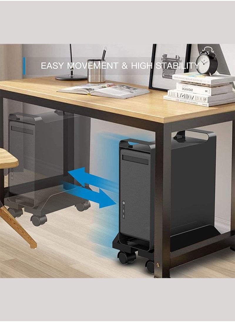 Flash Hawk - Mobile Tower Computer Stand with 4 Caster Wheels Adjustable Width Universal for PC Computer - Image 1