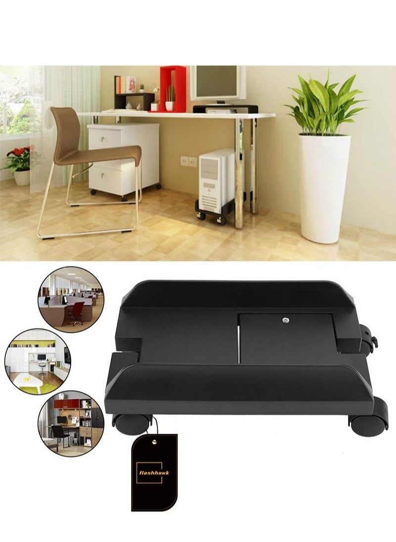 Flash Hawk - Mobile Tower Computer Stand with 4 Caster Wheels Adjustable Width Universal for PC Computer - Image 1