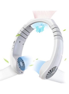 USB Hanging Neck Fan, Air Cooler USB Micro Portable 2 in 1 Air Cooler Mini Electric Air Conditioner Scarf Cooling Portable Hanging Neck Fan (White)