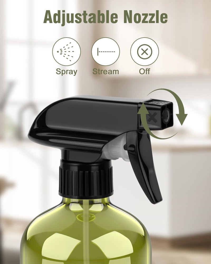 Bontip Glass Spray Bottle, Amber Glass Spray Bottle Set & Accessories for Non-toxic Window Cleaners Aromatherapy Facial hydration Watering Flowers Hair Care (2 Pack/16oz) (Amber), Olive Green, 16 Season change compatible build - Image 2