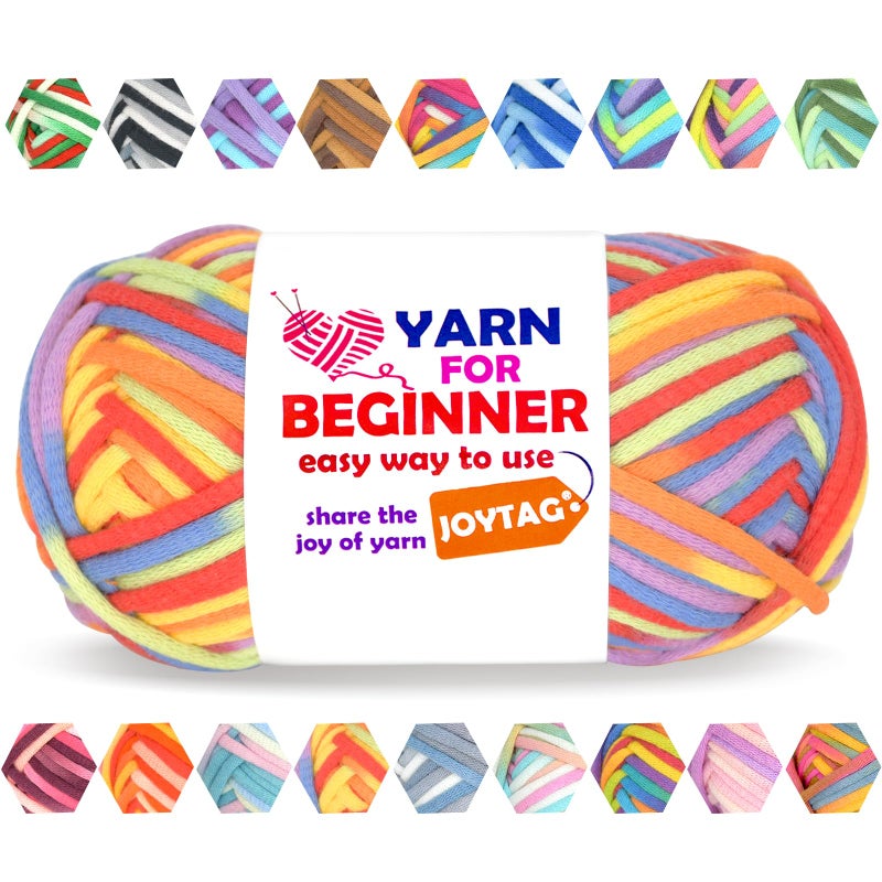 JOYTAG 50g Rainbow Beginner Crochet Yarn for Crocheting and Knitting Multicolor Cotton Crochet Yarn for Beginners Easy Yarn for Beginners(Blue Pink Purple) - Image 1