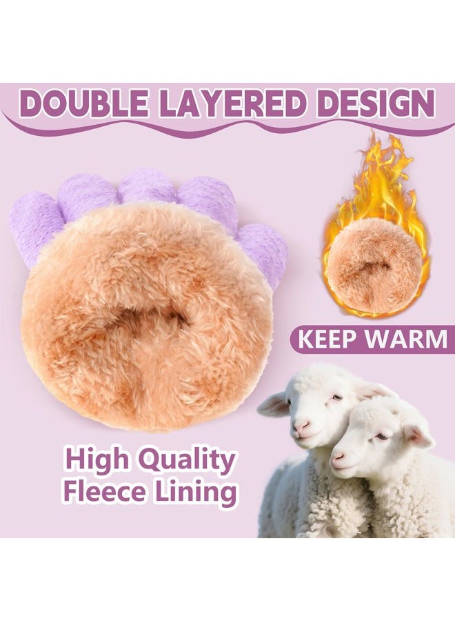FENELY Kids Scarf and Hat Glove Set for 5-10 Years Old Boys and Girls Purple Winter Warm Fleece Lined Knit Beanie and Infinity Scarf - Image 4