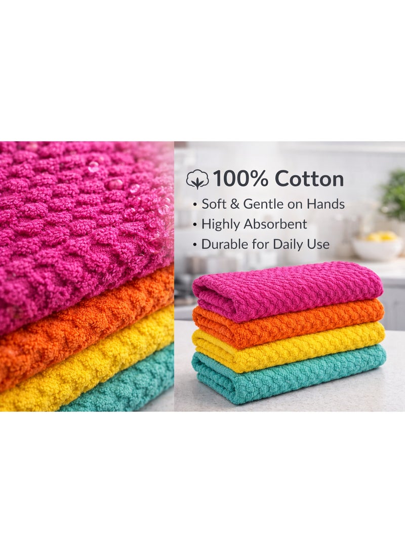 Royal Home Bliss Casa's Royal Home Kitchen Towel Set ( 4 Pack, 16x20 Inch) - Cotton Dish Towels, Durable Cleaning Cloths, Highly Absorbent Durable Multipurpose Bar Towels & Dish Cloths (Multi) - Image 4