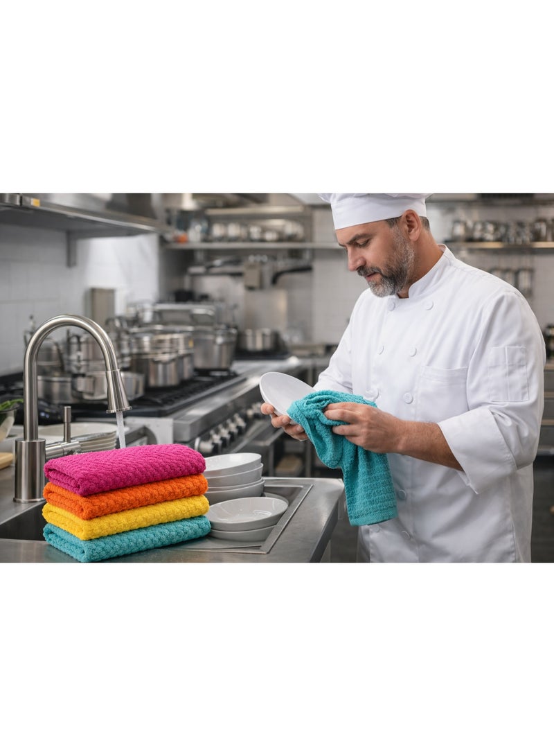Royal Home Bliss Casa's Royal Home Kitchen Towel Set ( 4 Pack, 16x20 Inch) - Cotton Dish Towels, Durable Cleaning Cloths, Highly Absorbent Durable Multipurpose Bar Towels & Dish Cloths (Multi) - Image 3