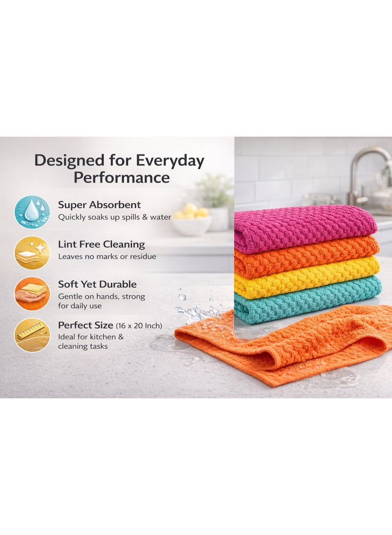 Royal Home Bliss Casa's Royal Home Kitchen Towel Set ( 4 Pack, 16x20 Inch) - Cotton Dish Towels, Durable Cleaning Cloths, Highly Absorbent Durable Multipurpose Bar Towels & Dish Cloths (Multi) - Image 5