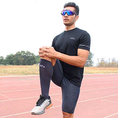 HEELIUM Bamboo Fibre Bamboo Knee Length Socks For Men & Women | Compression Socks | Running, Cycling | Boosts Blood Circulation & Recovery, Grey - Image 5