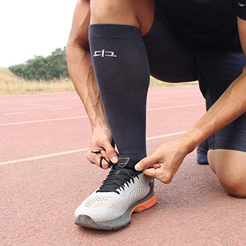 HEELIUM Bamboo Fibre Bamboo Knee Length Socks For Men & Women | Compression Socks | Running, Cycling | Boosts Blood Circulation & Recovery, Grey - Image 4