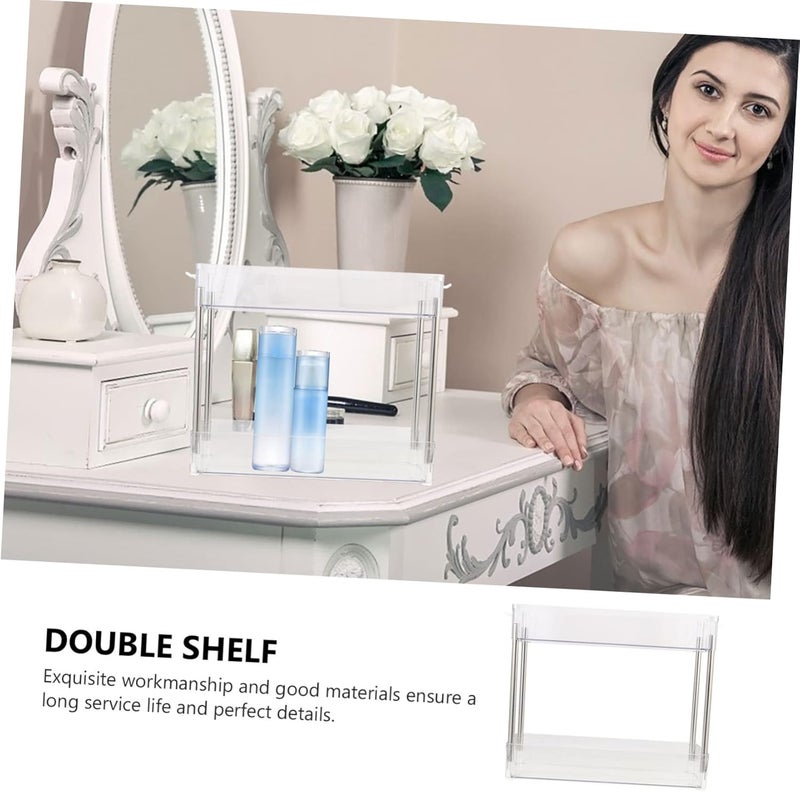 Double Layer Cosmetics Display Shelf Stylish Storage Rack for Makeup and Perfumes Versatile Organizer for Home Office and Salon Space Saving Design with Ample for Easy Organization - Image 5
