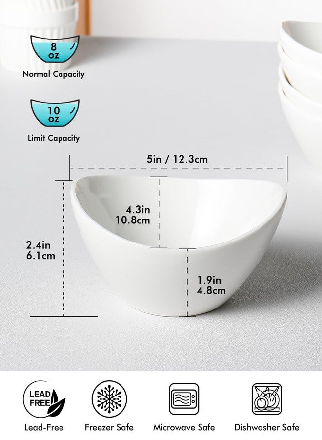AISBUGUR Bowls Set of 6,10 OZ Ceramic Small Dessert Bowls for Kitchen,5Inch White Ice Cream Bowls for Dessert,Ice Cream,Snacks,Rice,Fruit, Soup - Dishwasher & Microwave Safe - Image 5
