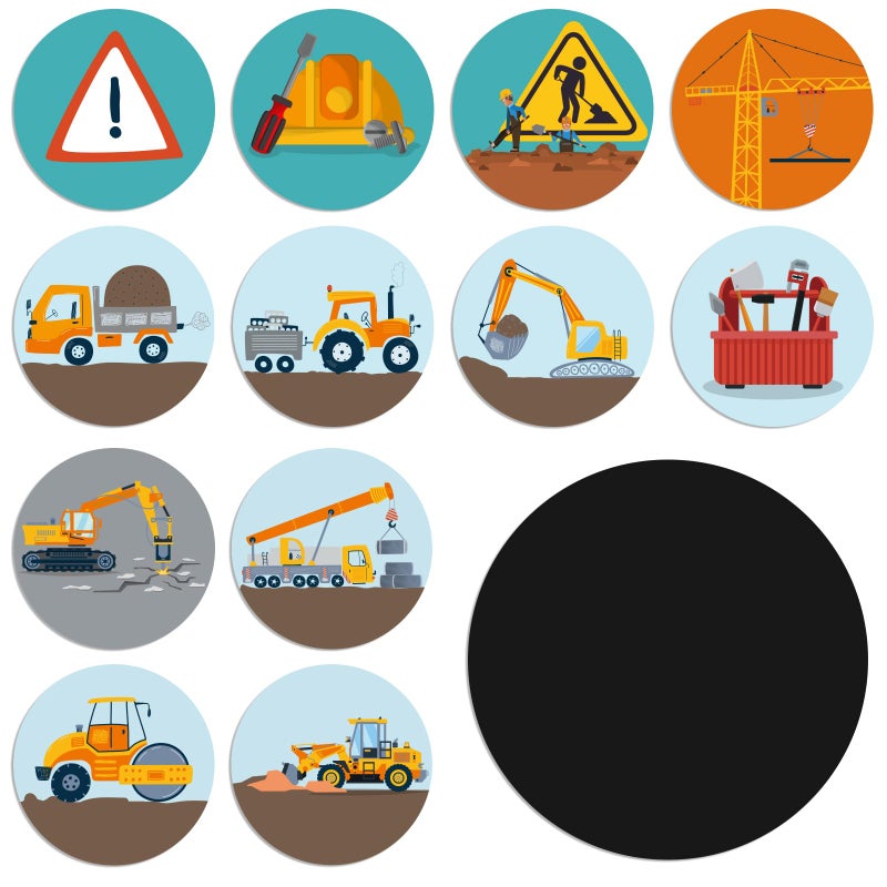 Geyee 24 Pcs Potty Training Stickers Potty You Pee on Toilet Reveal Stickers Chart Reusable Pee Decals Color Changing Seat Toilet Targets for Boys Girls Kids Training Use(Construction) - Image 1