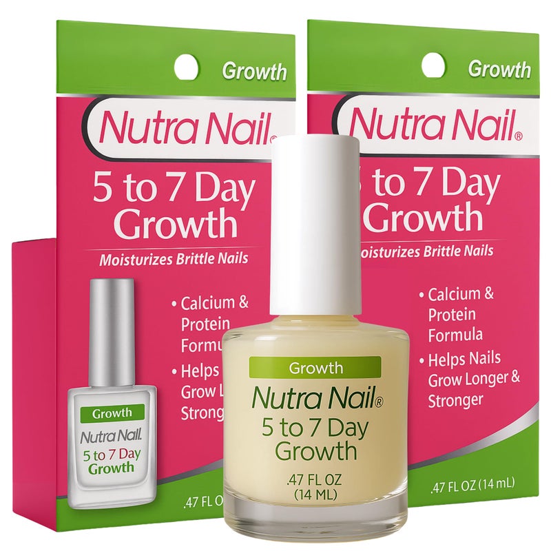 Nutra Nail علاج نمو الأظافر من نوترا نيل لمدة 5 إلى 7 أيام - تركيبة سيروم إصلاح تقوية الأظافر السريعة (0.47 أونصة سائلة) (عبوة من 2)  - Image 1