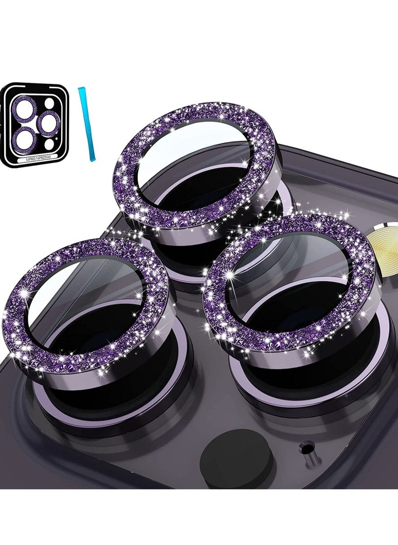 Raxoom Camera Lens Protector for iPhone 14 Pro (6.1 inch) & iPhone 14 Pro Max (6.7 inch), 9H Tempered Glass Metal Ring Camera Cover Film [Case Friendly Anti-Scratch HD Clear], Glitter Colorful - Image 1