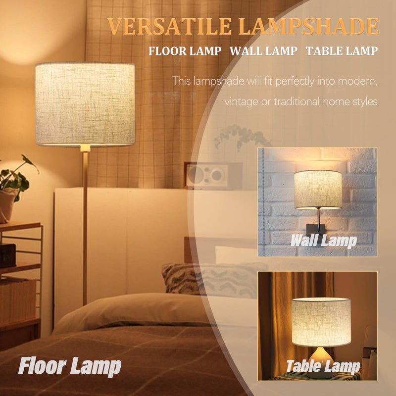 Koorle Lamp Shade for Table Lamps, Drum Lampshade for Floor Lamps, 13" Top X 13" Bottom X 10" High Large Lamp Shade, Beige Modern Fabric Lampshade, Easy Assembly Replacement Lamp Shade Spider Fitter - Image 4