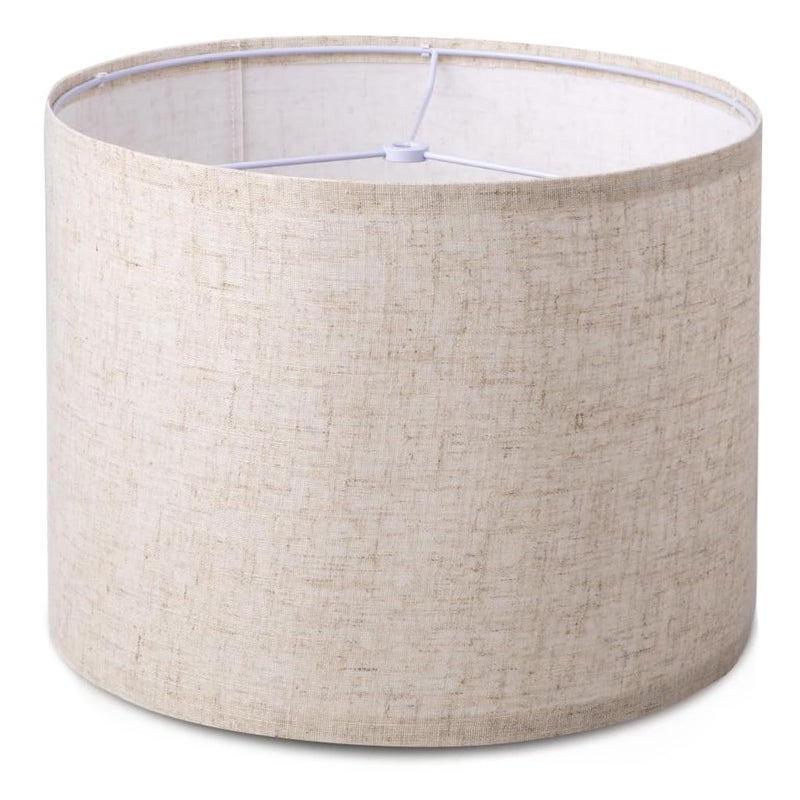 Koorle Lamp Shade for Table Lamps, Drum Lampshade for Floor Lamps, 13" Top X 13" Bottom X 10" High Large Lamp Shade, Beige Modern Fabric Lampshade, Easy Assembly Replacement Lamp Shade Spider Fitter - Image 1