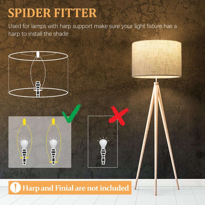 Koorle Lamp Shade for Table Lamps, Drum Lampshade for Floor Lamps, 13" Top X 13" Bottom X 10" High Large Lamp Shade, Beige Modern Fabric Lampshade, Easy Assembly Replacement Lamp Shade Spider Fitter - Image 5