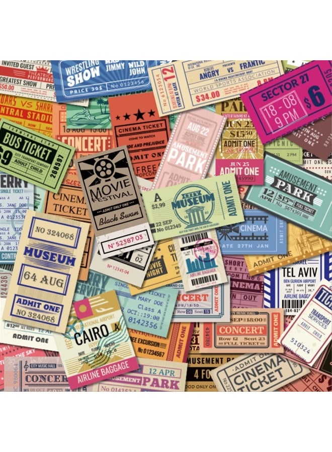 ORAINBOW Vintage Ticket Stickers 50 Pcs Scrapbooking Supplies for Bullet Journals Planners Letter Card Album Making Collage Art Crafts Water Bottle - Image 1