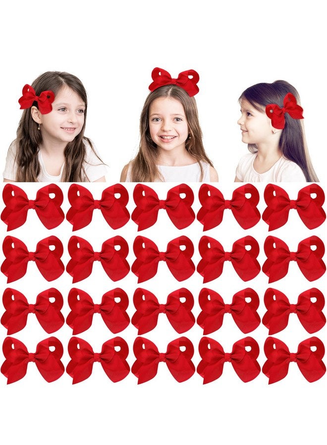 Cabaubl 4 Inch Hair Bows,20 Pieces Hair Bows for Girls,Grosgrain Ribbon Hair Bow with Alligator Clips,Red Bows Hair Accessories for Toddlers Baby Girls Kids Teens - Image 1