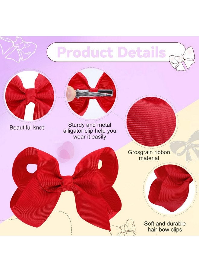 Cabaubl 4 Inch Hair Bows,20 Pieces Hair Bows for Girls,Grosgrain Ribbon Hair Bow with Alligator Clips,Red Bows Hair Accessories for Toddlers Baby Girls Kids Teens - Image 2