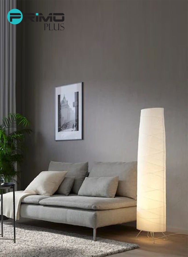 بريمو بلس مصباح أرضي أبيض 54 بوصة مصنوع يدويًا من ورق الأرز لتزيين المنزل وغرفة النوم - Image 1