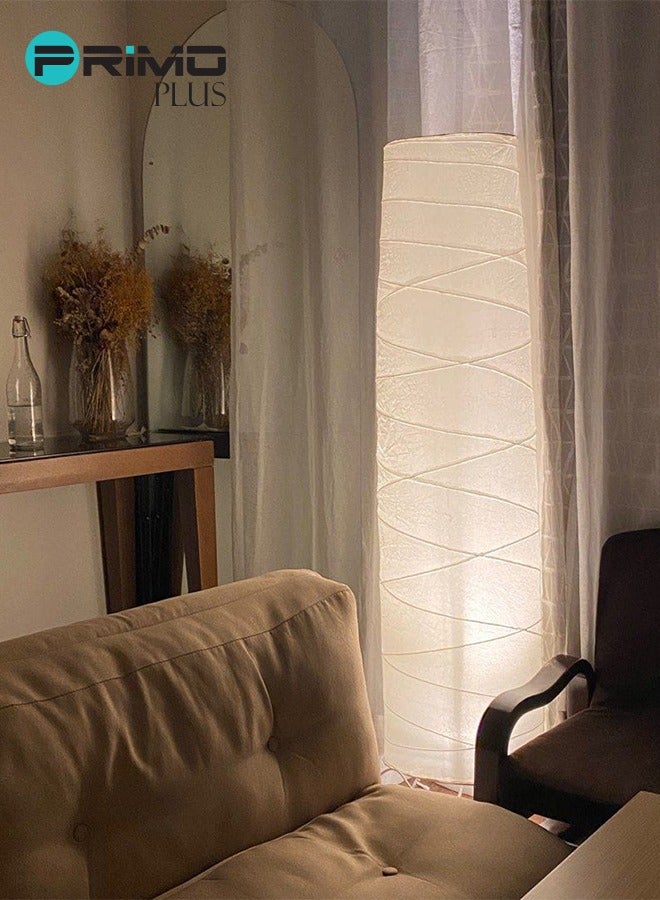 بريمو بلس مصباح أرضي أبيض 54 بوصة مصنوع يدويًا من ورق الأرز لتزيين المنزل وغرفة النوم - Image 4