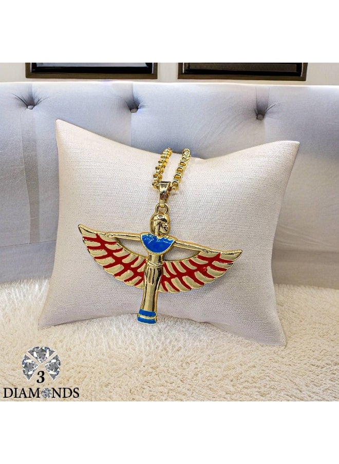 ثري دايموندز سلسلة فرعونية بتصميم مجنّحة مطلية بالذهب – من 3Diamonds 