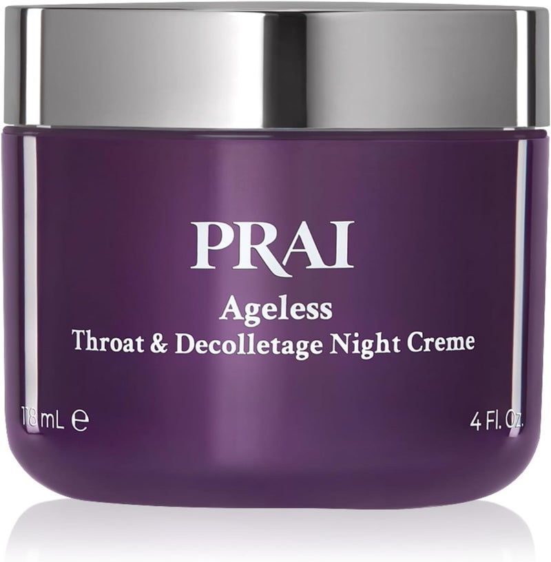 PRAI Ageless Throat Decolletage Night Creme 118ml Moisturising Hydrating Formula Two Types of Retinol Brightens Firms Skin AntiAgeing AntiWrinkle Cream Overnight Recovery Skincare