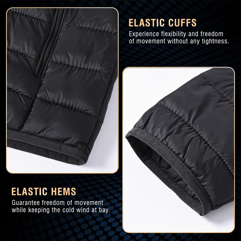 Rapoo Winter Jackets for Men Winter Puffer Down Puffy Fall Coats Jackets for Men Lightweight Waterproof Thermal Warm Ski Snow Jacket Coats Cold Weather Black S - Image 5