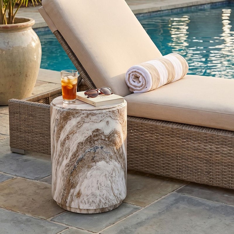 DANUBE HOME Mgo Cylinder Side Table  | All Weather 1 Piece Outdoor End Table | Modern Design Furniture For Balcony, Garden Bench Seating Terrace Lawn Patio Poolside - L38xW38xH51cm -Multi Color - Image 4