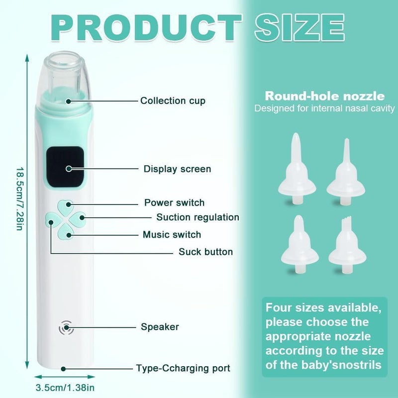 SGZIOO Electric Nasal Aspirator Baby Vacuum Cleaner with 3 Suction Levels, Music, Light, Nasal Aspirator Baby for Newborns, Toddlers, Infants - Image 1