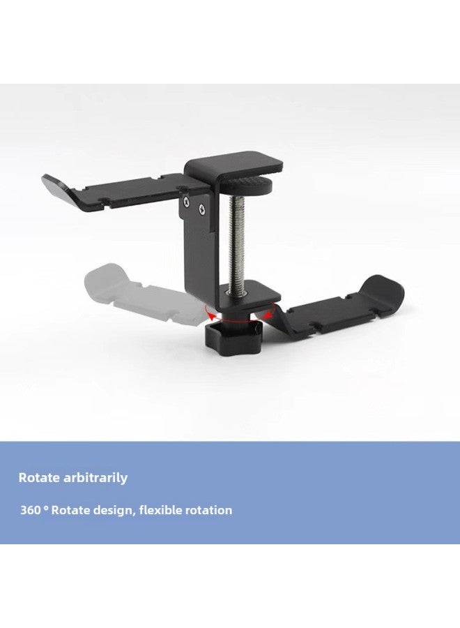 Double Hook Multifunctional 360 ° Rotating Metal Headset Bracket Punch-Free Desktop Backpack Headset Hanger-Color:Black-Style:Metal Single Hook Headphone Stand  - Image 4