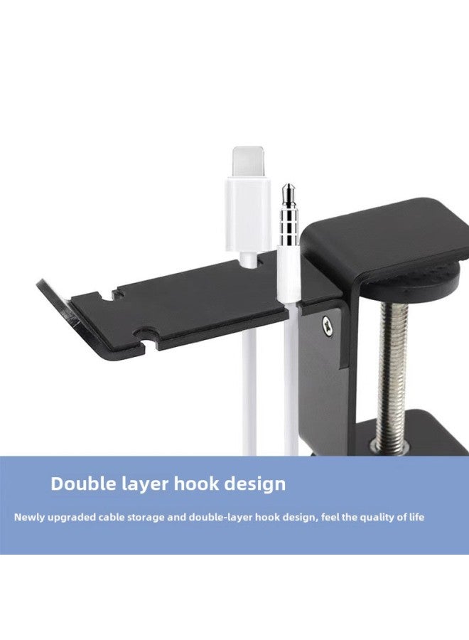 Double Hook Multifunctional 360 ° Rotating Metal Headset Bracket Punch-Free Desktop Backpack Headset Hanger-Color:Black-Style:Metal Single Hook Headphone Stand  - Image 3