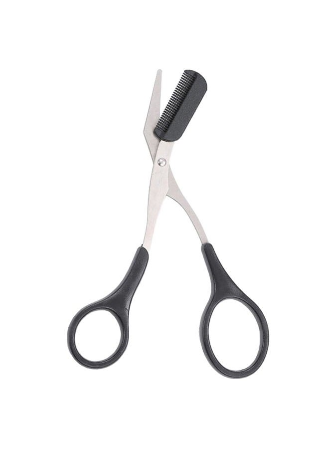 Erioctry Professional Precision Trimmer Eyebrow Scissors Remover Beauty Tool with Comb and Non Slip Finger Grips Black Silver Tone for Men - Image 1