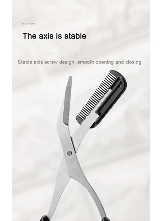 Erioctry Professional Precision Trimmer Eyebrow Scissors Remover Beauty Tool with Comb and Non Slip Finger Grips Black Silver Tone for Men - Image 4