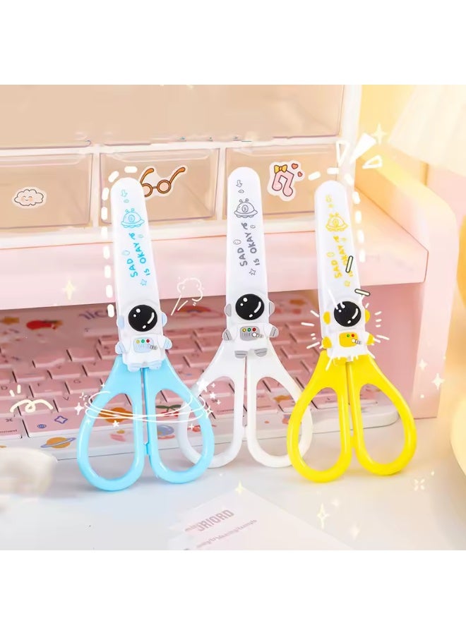 مقص أمان للأطفال مع غطاء واقٍ ومقص حرفي ذو طرف حاد للأطفال - أبيض - Image 1