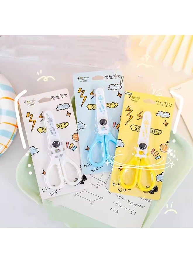 مقص أمان للأطفال مع غطاء واقٍ ومقص حرفي ذو طرف حاد للأطفال - أبيض - Image 2