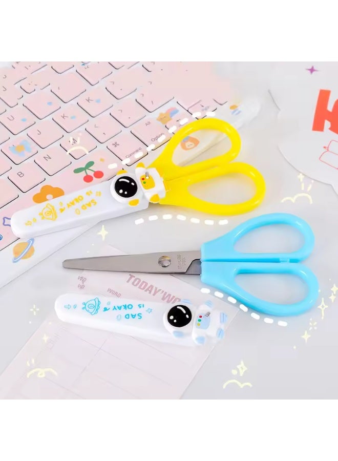 مقص أمان للأطفال مع غطاء واقٍ ومقص حرفي ذو طرف حاد للأطفال - أبيض - Image 4