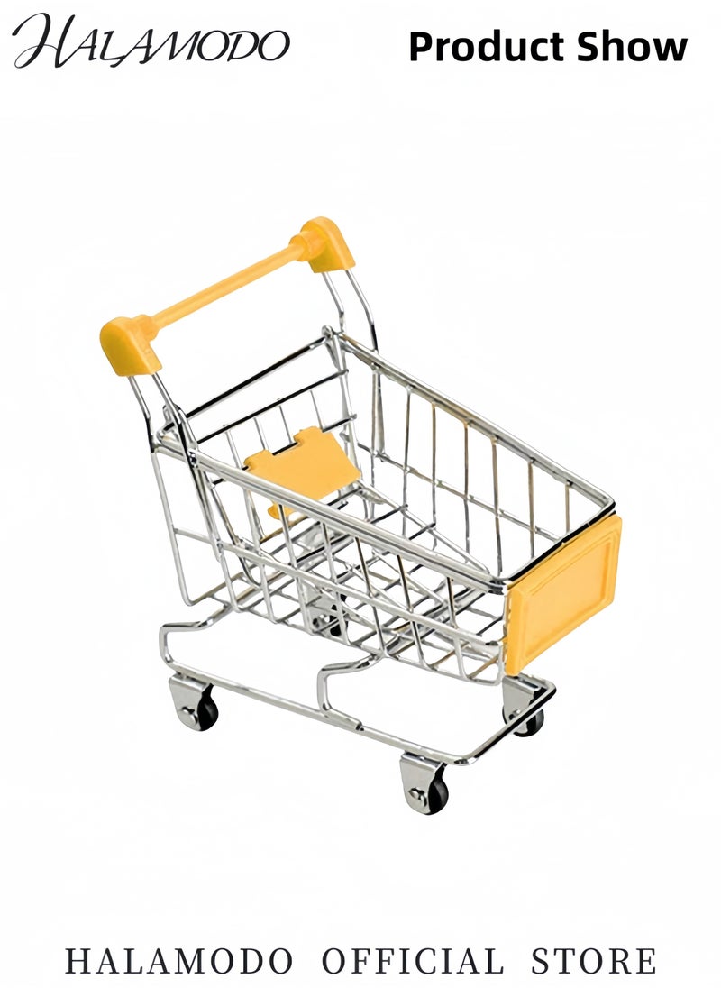 HALAMODO Kid's Mini Shopping Cart Supermarket Handcart Colorful Metal Shopping Utility Cart Storage Toy Desk Accessory & Decoration Gifts for Boys & Girls  - Image 3