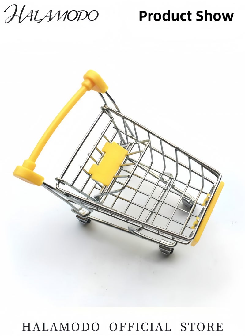 HALAMODO Kid's Mini Shopping Cart Supermarket Handcart Colorful Metal Shopping Utility Cart Storage Toy Desk Accessory & Decoration Gifts for Boys & Girls  - Image 4